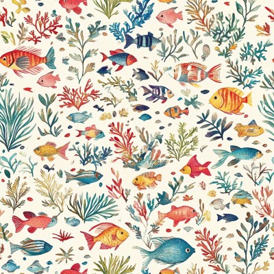 Tropical Fish Bed Sheets | AI Watercolor Marine Linens