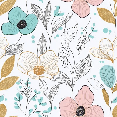 Gilded Botanicals Bed Sheets | AI Watercolor Elegance