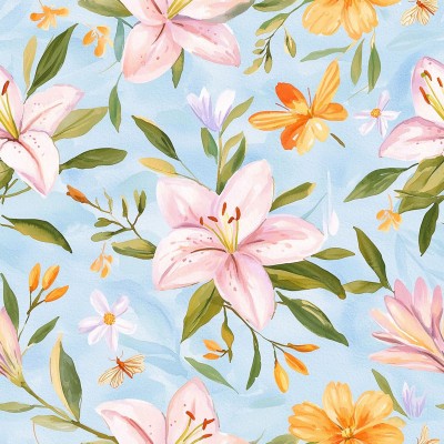 Pink Lilies Watercolor Bed Sheets