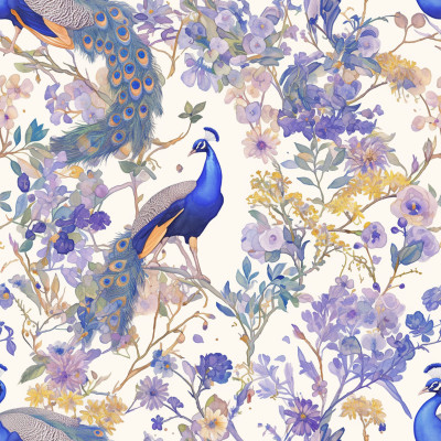 Tailored Peacock Bed Sheets | AI Watercolor Art + Free Pattern Scaling