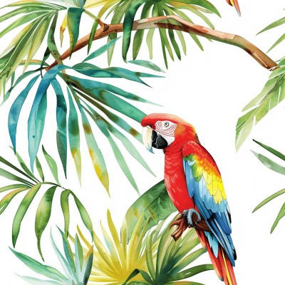 Tailored Macaw Bed Sheets | AI Watercolor Art + Free Pattern Scaling