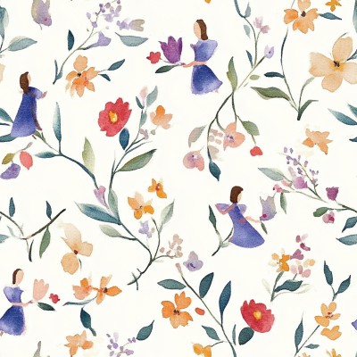 Watercolor Fantasy Garden Bed Sheets