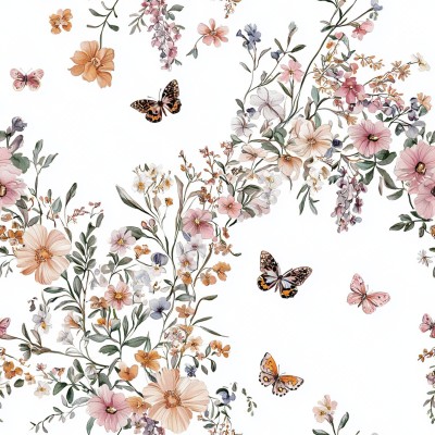 Floral Wings Bed Sheets | AI Watercolor Garden Linens