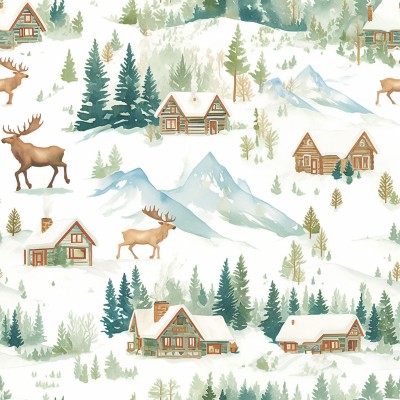 Tailored Alpine Bed Sheets | AI Watercolor Wilderness + Free Edits