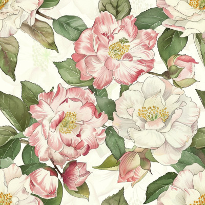Bespoke Camellia Bed Sheets | AI Watercolor Art + Free Edits