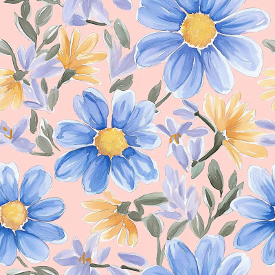 Blue Daisies Watercolor Bed Sheets