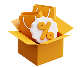 Box with percentage symbol