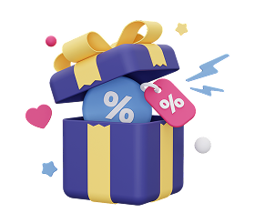 Gift box with percentage symbols